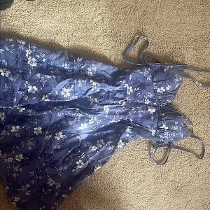 Floral Blue Dress with White Flowers